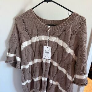 Splendid Brown and White Knit Sweater